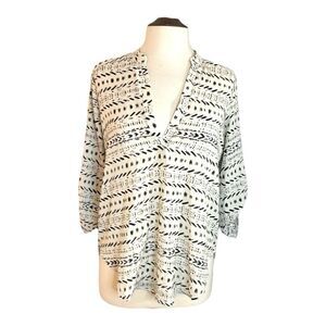 Lush cream and black Geometric Blouse Top for Women | size M